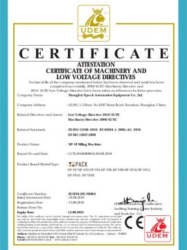 Certificat CE de mașină de umplere